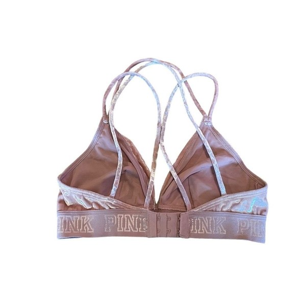 Victorias Secret PINK Bra Light Line Wide Band Wireless Velour Mauve Rose SZ S - Picture 2 of 6
